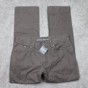 Eddie Bauer Jeans NWT Mens 36x32 Gray Fossil Mr Mountain Canvas Cotton Pants